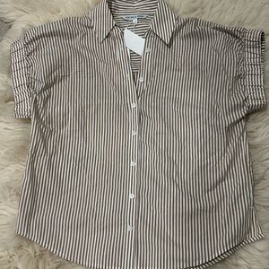 Veronica Beard Brown and White Striped Shirt size 4 (small) - NYT